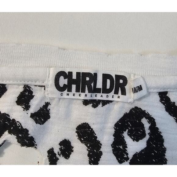 Chrldr cheerleader grunge distressed leapord skull t shirt top M EUC whimsigoth - Picture 3 of 6